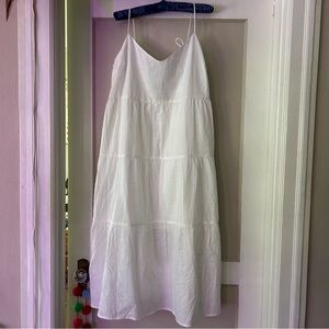 NWT Abercrombie & Fitch white cotton ankle length tiered dress with tie straps